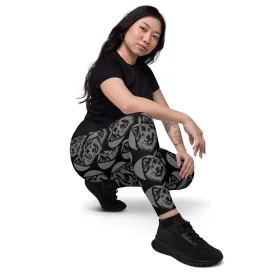 DOG BREED LEGGINGS with pockets - NORWEGIAN BUHUND - HERTTAHOUND - grey