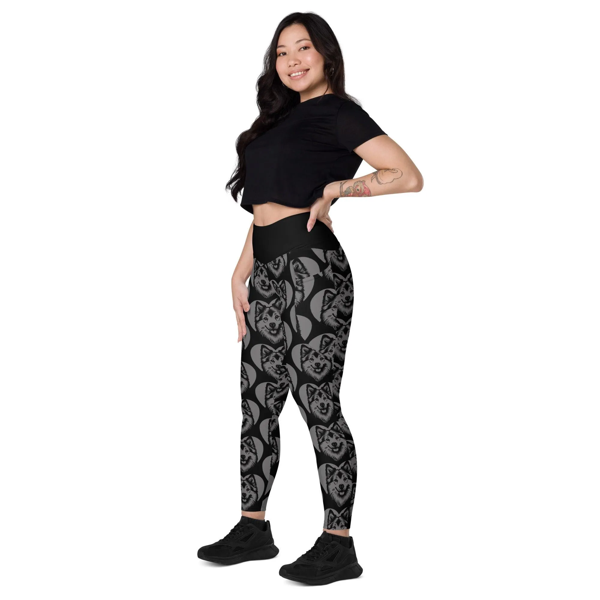 DOG BREED LEGGINGS with pockets - NORWEGIAN BUHUND - HERTTAHOUND - grey