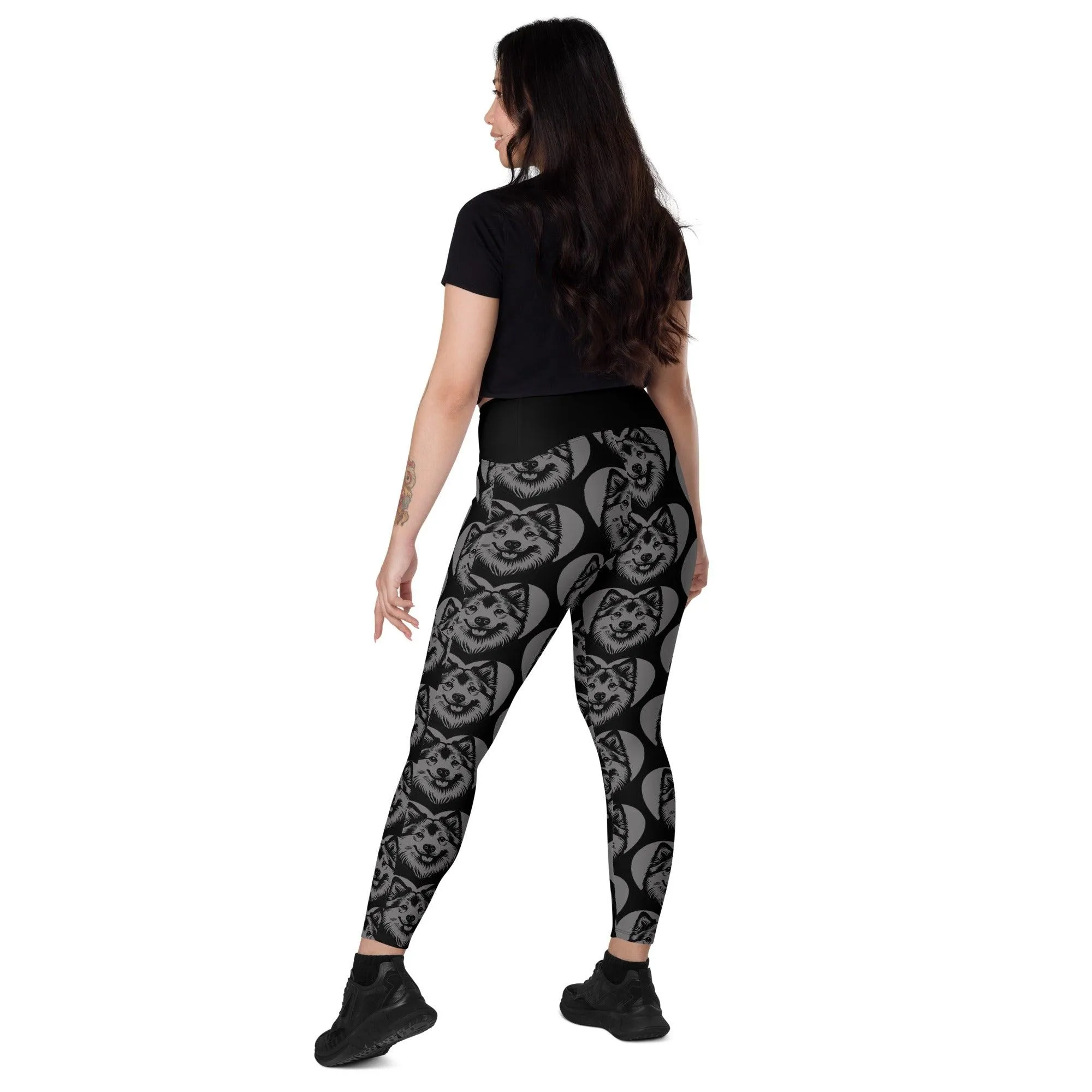 DOG BREED LEGGINGS with pockets - NORWEGIAN BUHUND - HERTTAHOUND - grey