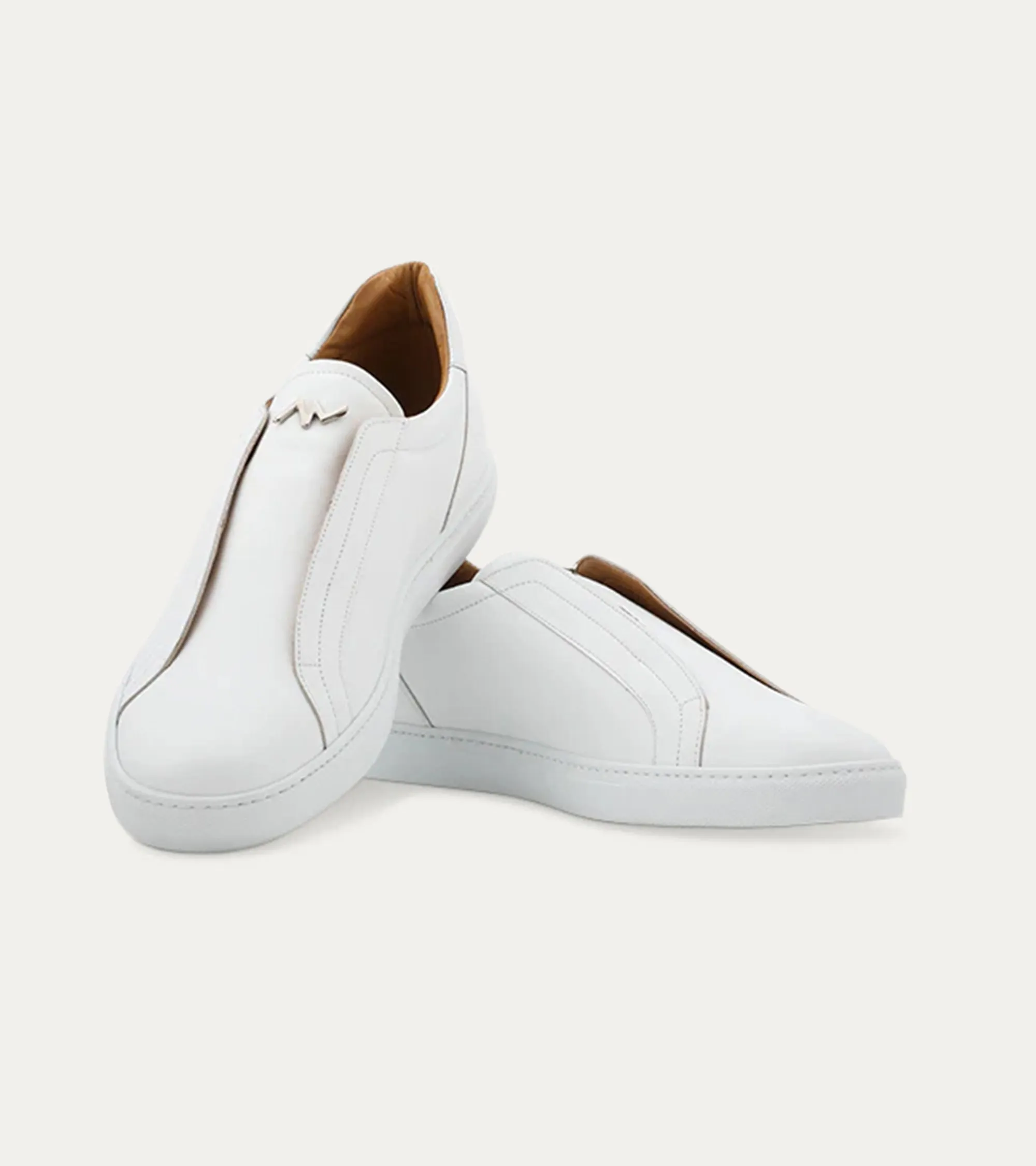 Elastic Slip On Sneaker In White Leather