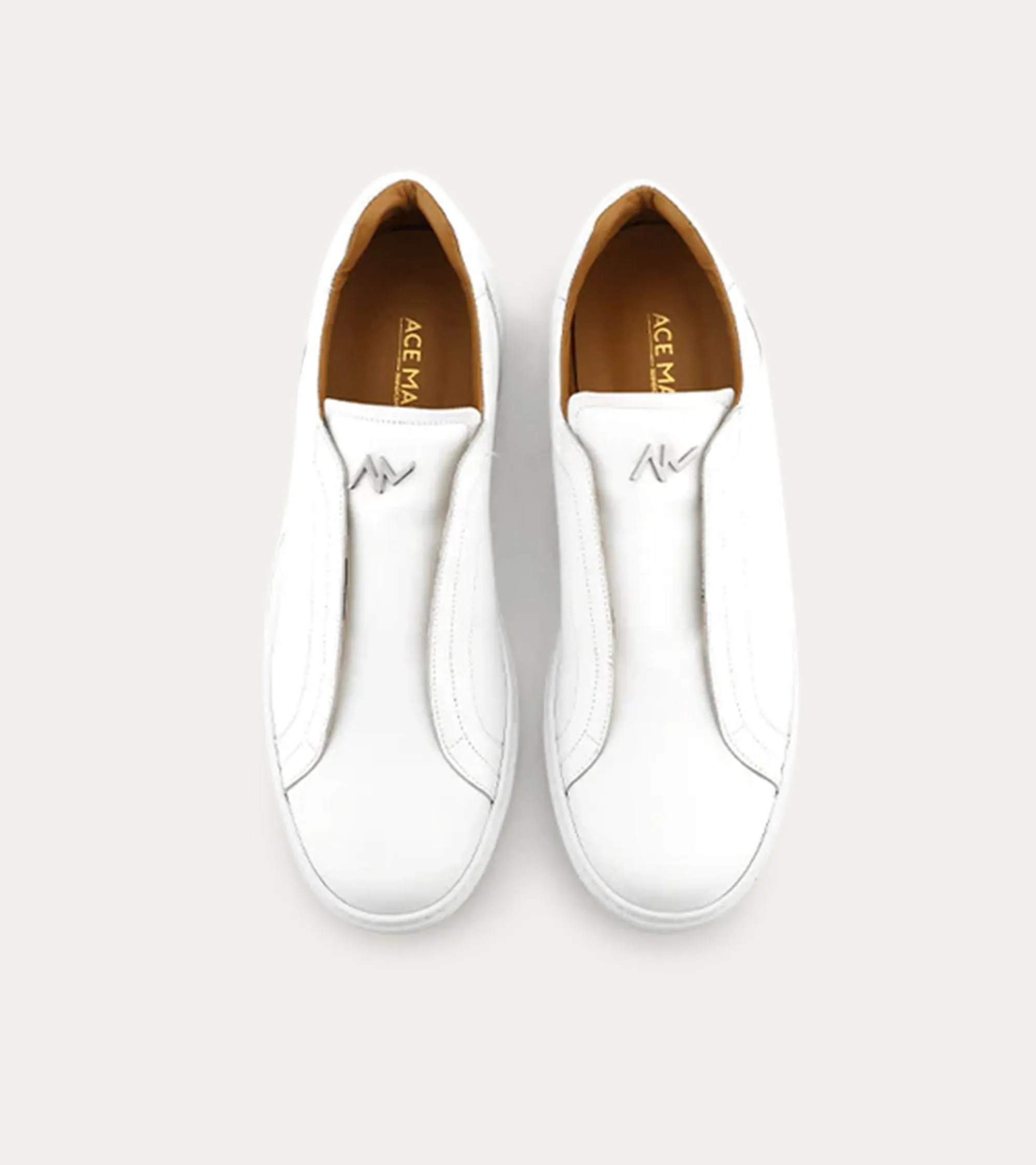 Elastic Slip On Sneaker In White Leather
