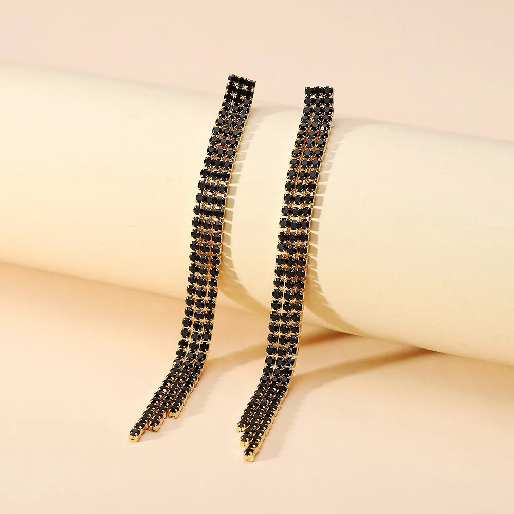 Elegant Fashion Tassel Crystal Simple Cute Long Hanging Earrings For Women