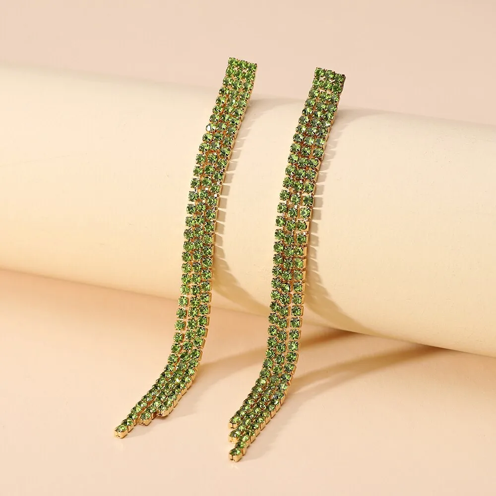 Elegant Fashion Tassel Crystal Simple Cute Long Hanging Earrings For Women
