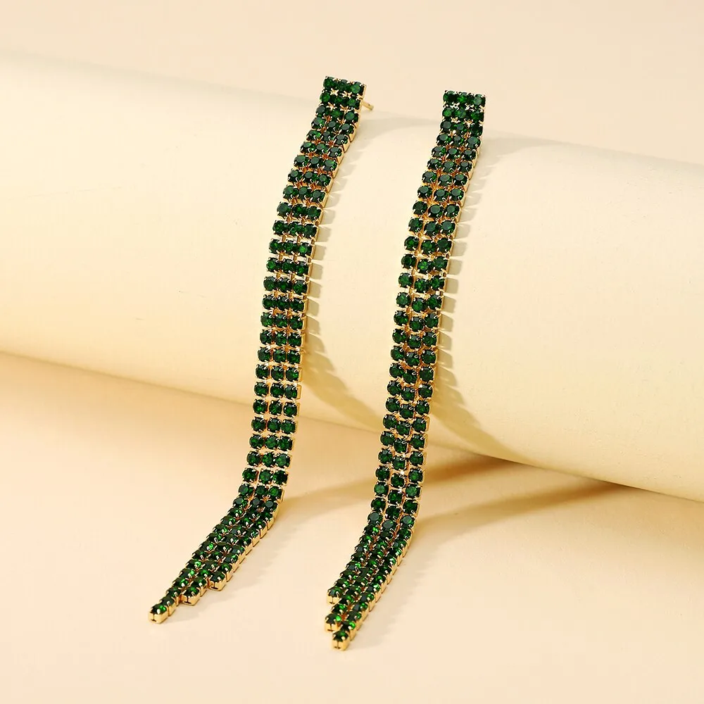 Elegant Fashion Tassel Crystal Simple Cute Long Hanging Earrings For Women