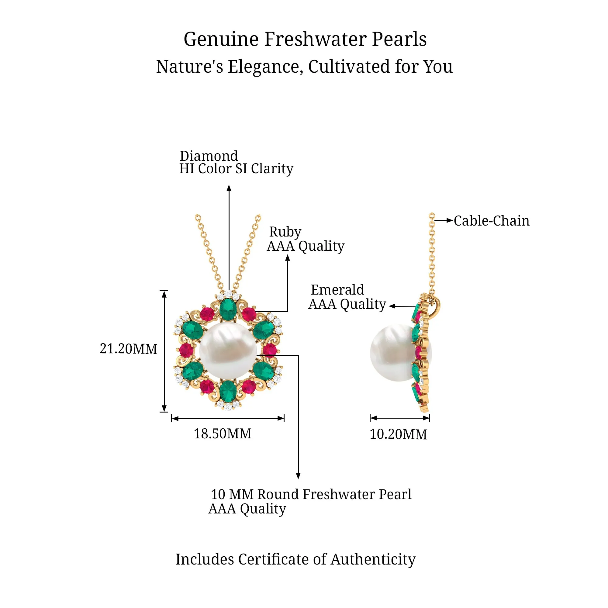 Flower Inspired White Freshwater Pearl Cocktail Pendant Necklace