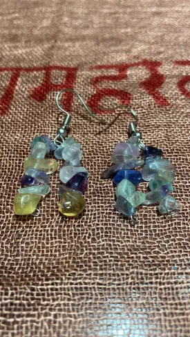 Fluorite Chips Dual-Strand Earrings