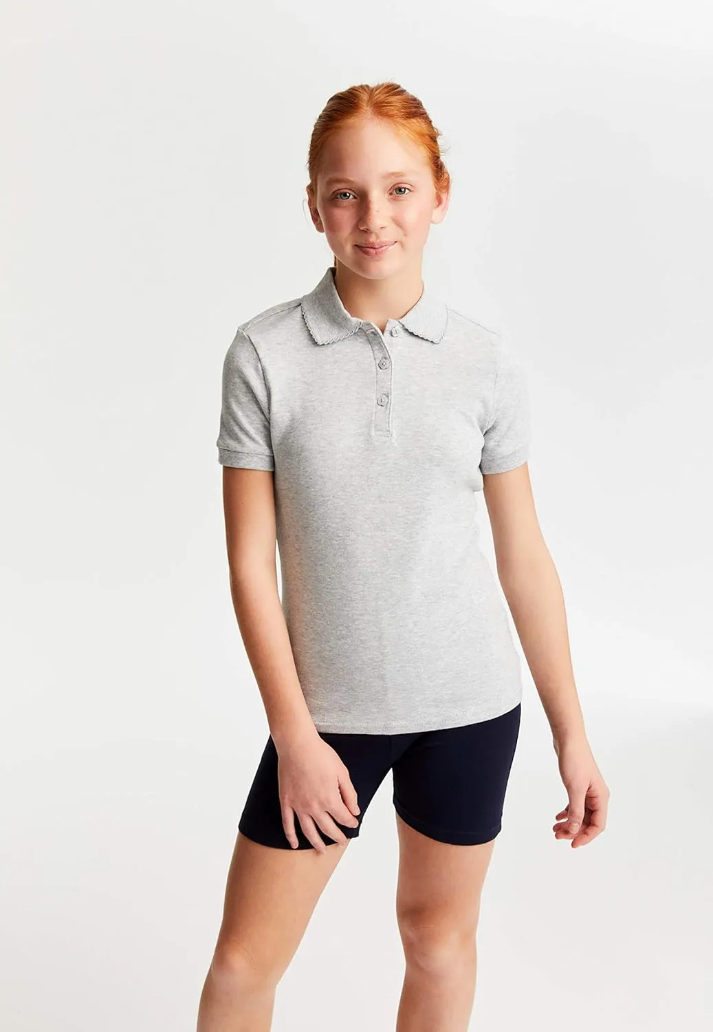 French Toast Girls' Short Sleeve Picot Collar Polo School Uniform Shirt (Standard and Plus)