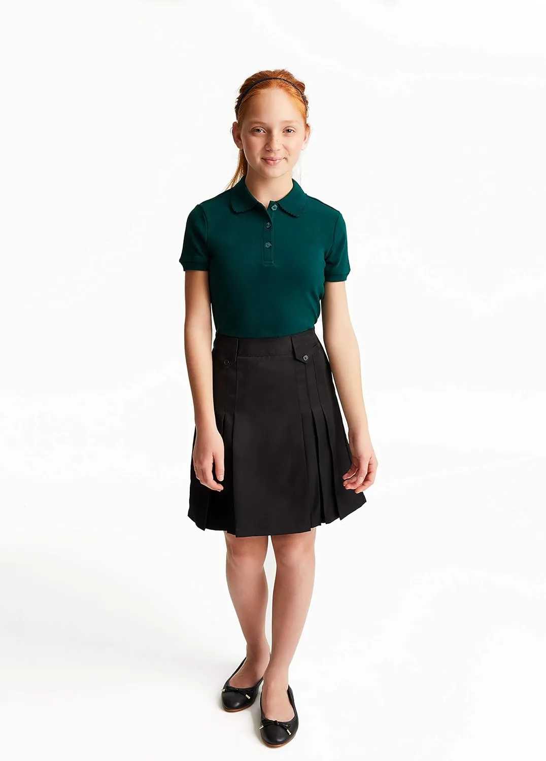 French Toast Girls' Short Sleeve Picot Collar Polo School Uniform Shirt (Standard and Plus)