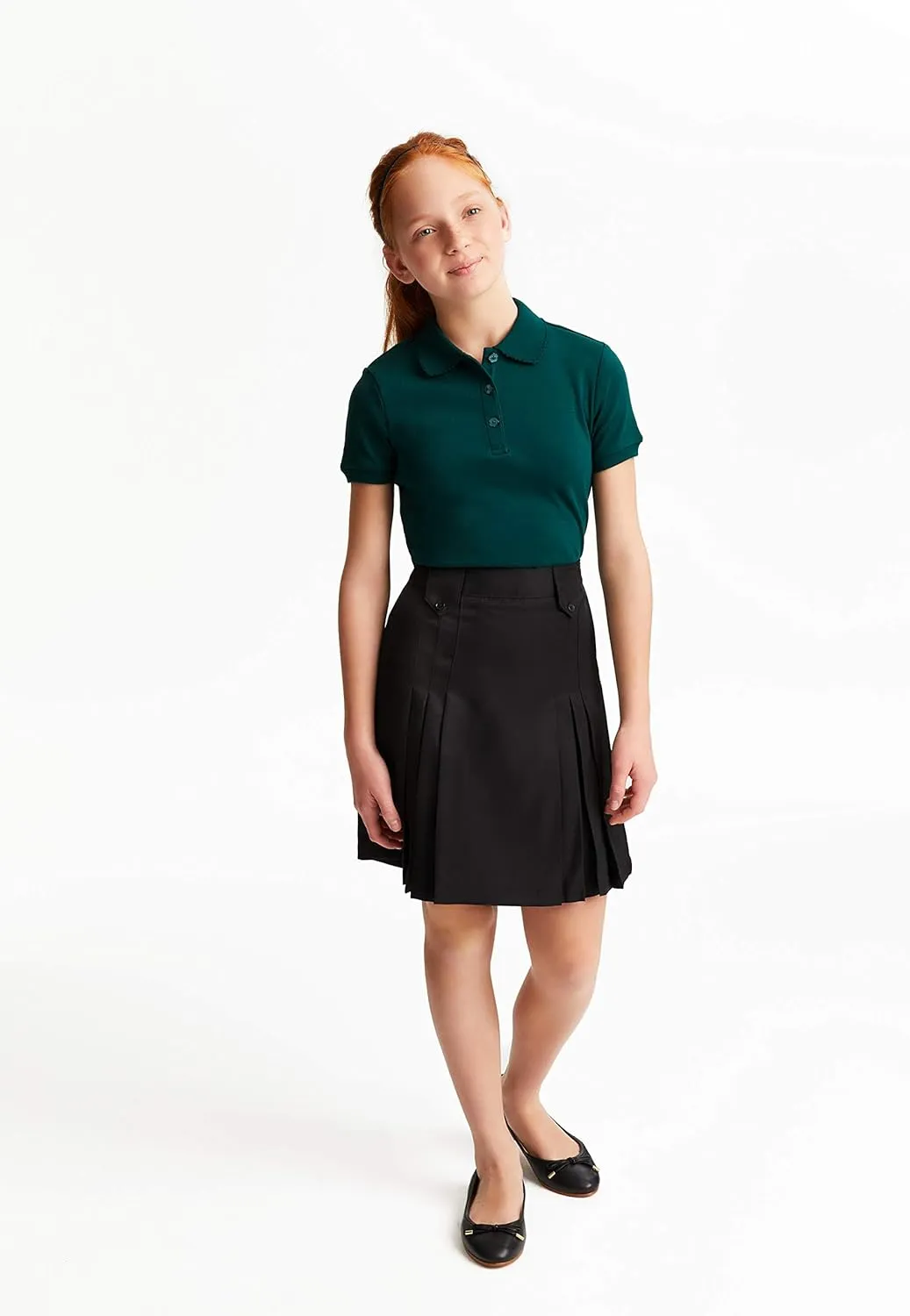 French Toast Girls' Short Sleeve Picot Collar Polo School Uniform Shirt (Standard and Plus)