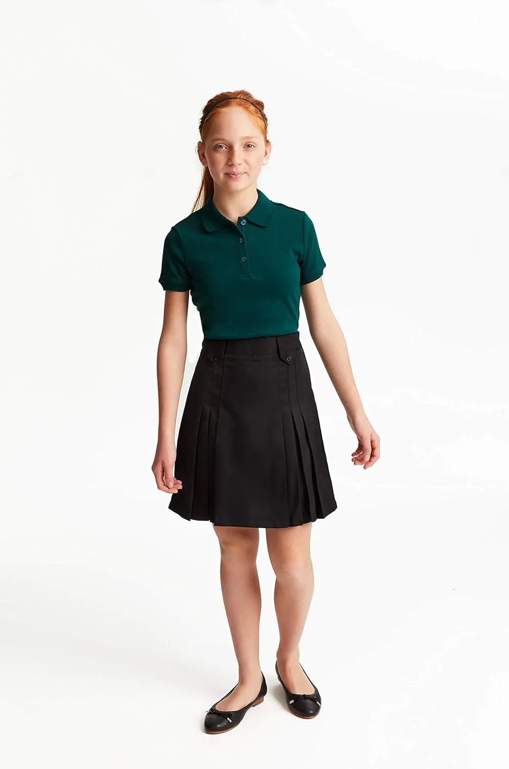 French Toast Girls' Short Sleeve Picot Collar Polo School Uniform Shirt (Standard and Plus)