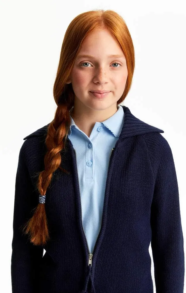 French Toast Girls' Short Sleeve Picot Collar Polo School Uniform Shirt (Standard and Plus)