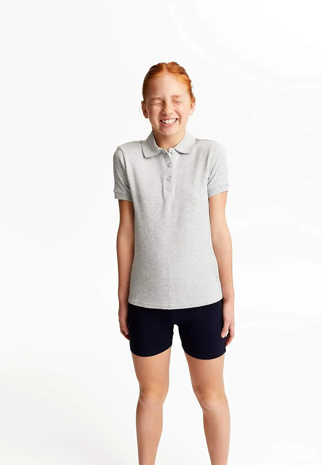 French Toast Girls' Short Sleeve Picot Collar Polo School Uniform Shirt (Standard and Plus)