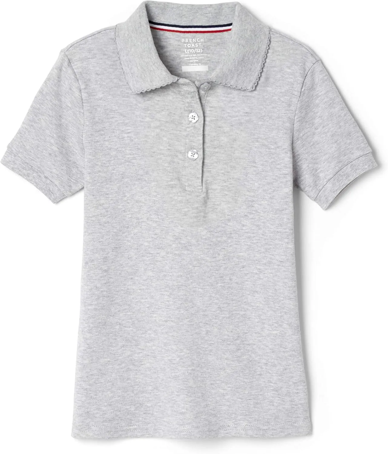 French Toast Girls' Short Sleeve Picot Collar Polo School Uniform Shirt (Standard and Plus)