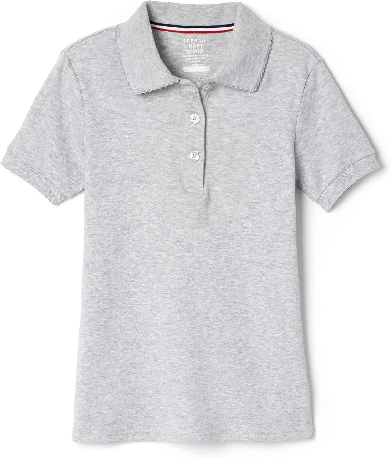 French Toast Girls' Short Sleeve Picot Collar Polo School Uniform Shirt (Standard and Plus)