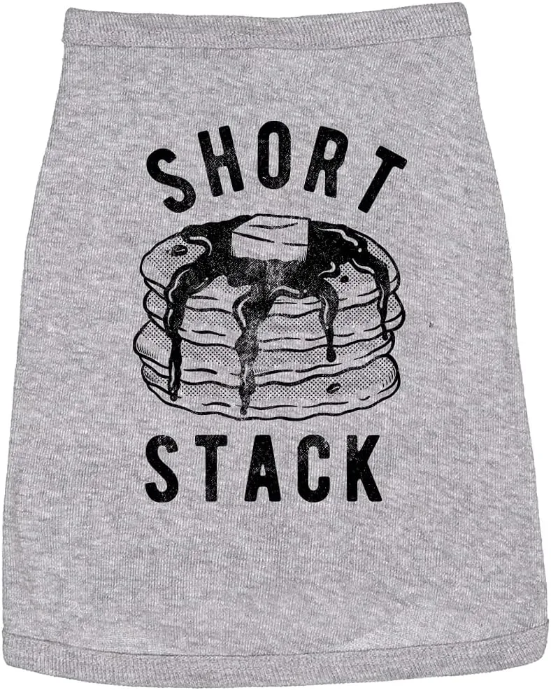 Funny Dog Shirt for Breakfast Lovers  Short Stack Pancakes Graphic Tee  Soft Cotton Pet Outfit  Foodie Dog Clothes for Small to Extra Large Dogs Light Grey, M