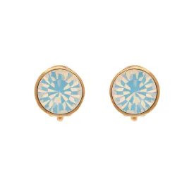 Gold Opal Crystal Clip Earrings