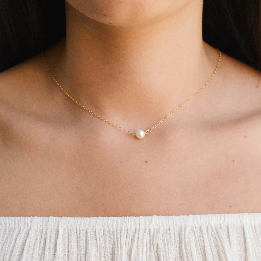 Gold pearl necklace freshwater Single pearl charm
