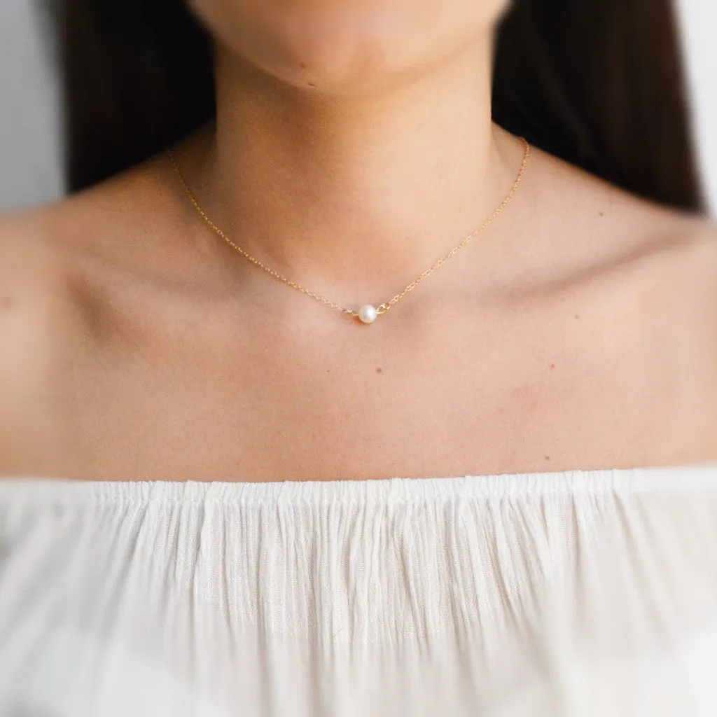 Gold pearl necklace freshwater Single pearl charm