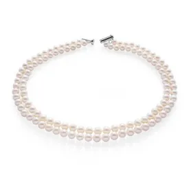 Handcrafted Two-row White Freshwater Pearl Necklace