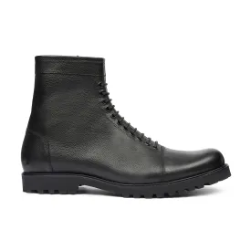 Handmade Custom Black Pebble Grain Leather Boots For Men