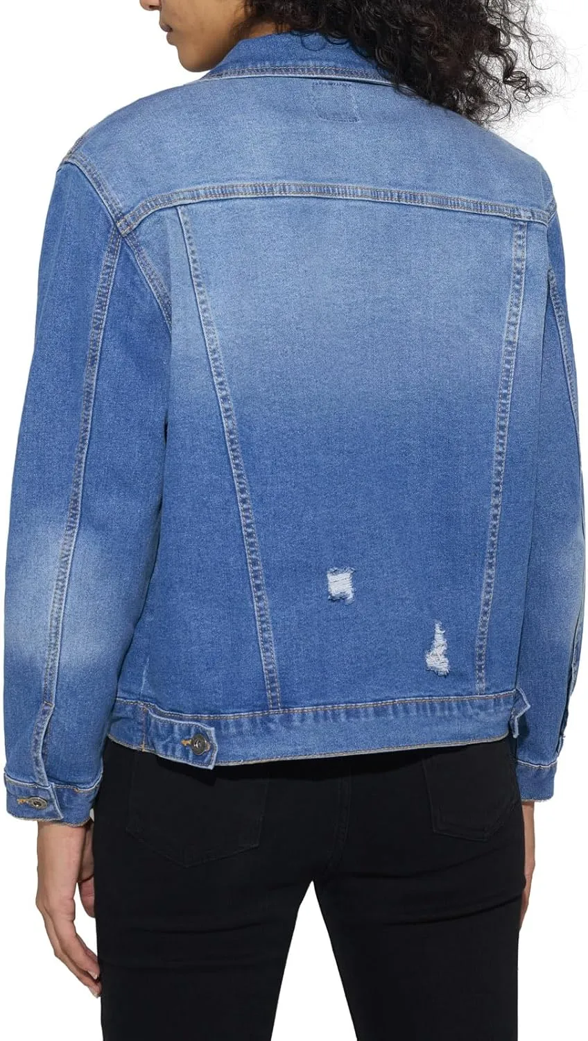 HISEA Jean Jacket Women Stretch Denim Jacket Long Sleeve Ladies Jean Trucker Jacket with Pocket