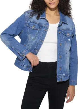 HISEA Jean Jacket Women Stretch Denim Jacket Long Sleeve Ladies Jean Trucker Jacket with Pocket