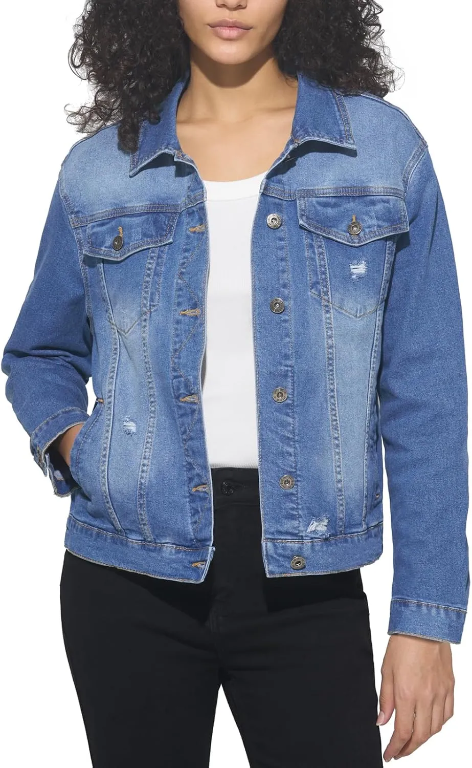 HISEA Jean Jacket Women Stretch Denim Jacket Long Sleeve Ladies Jean Trucker Jacket with Pocket