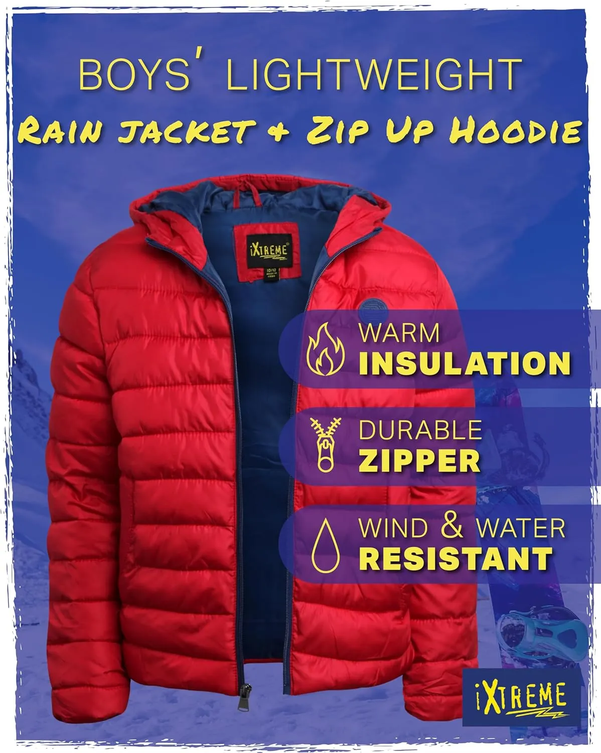 iXtreme Boys' Puffer Jacket - Full Zip Up Bomber Jacket - Cozy Winter Jacket (4-18)