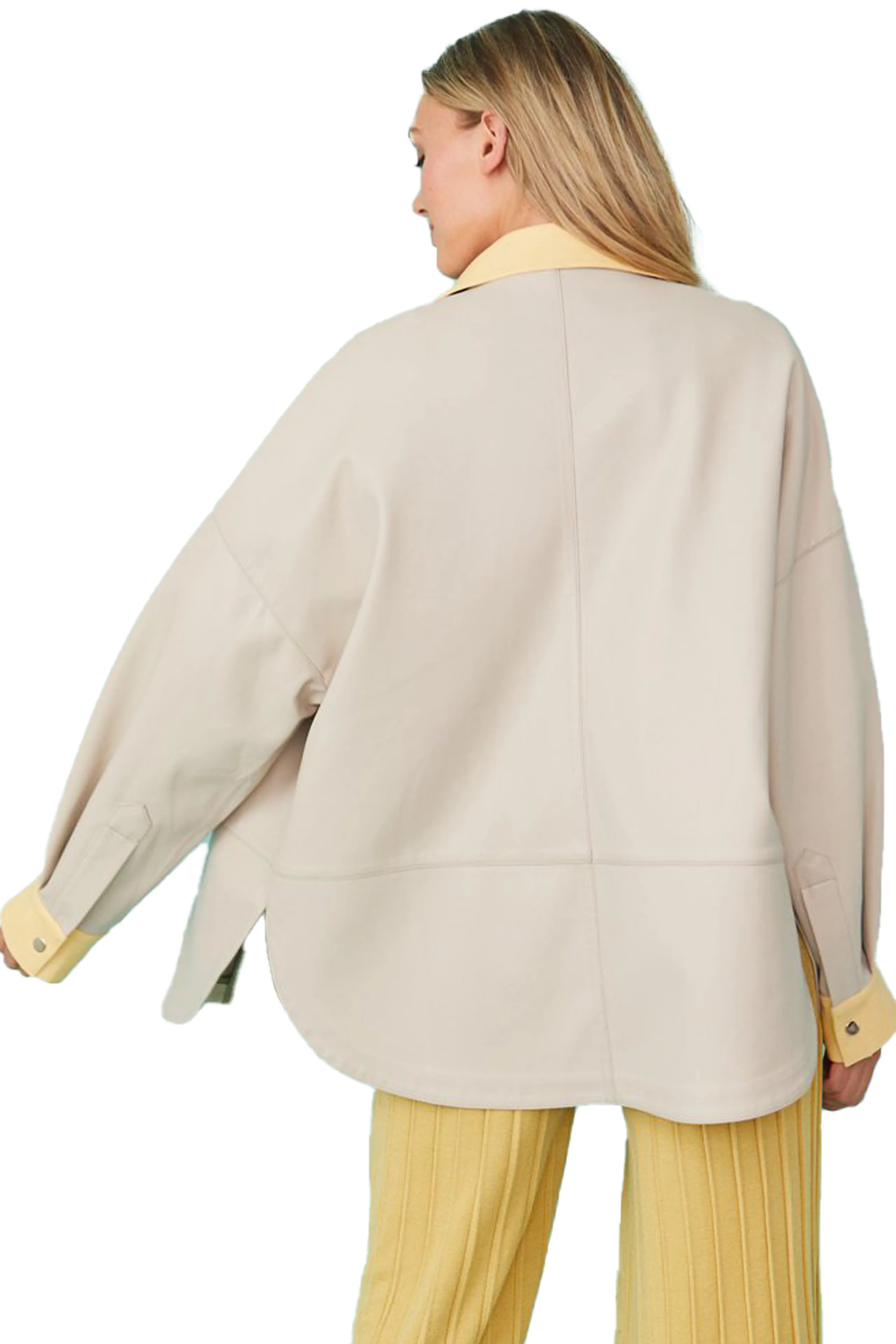 JAYLEY Collection: Oversized Faux Leather Utility Shirt Jacket