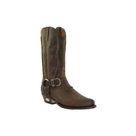 Loblan 2476 Brown Waxy Leather Cowboy Boots Handmade Classic Unisex Western