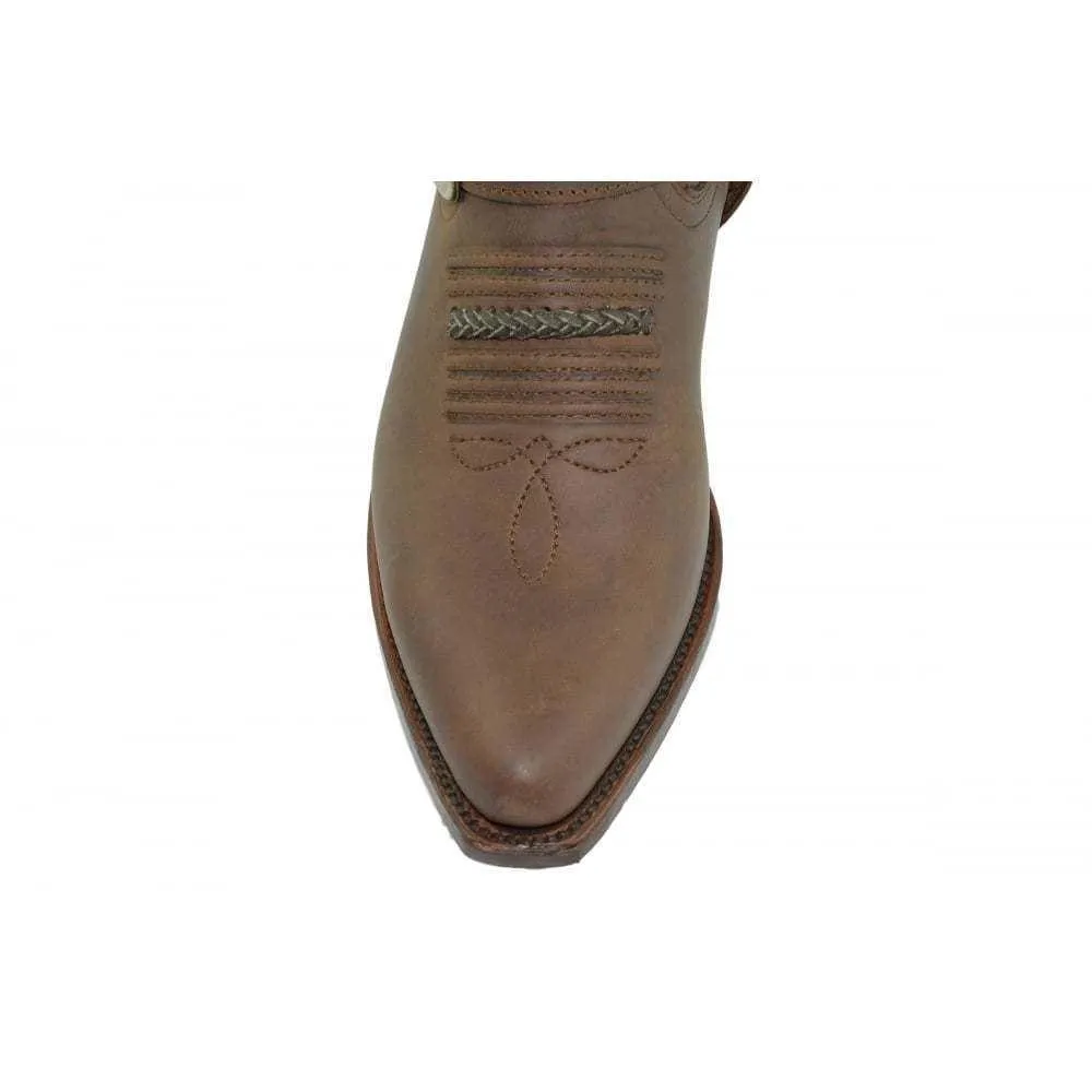 Loblan 2476 Brown Waxy Leather Cowboy Boots Handmade Classic Unisex Western