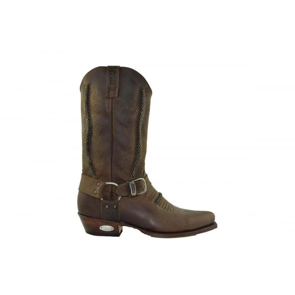 Loblan 2476 Brown Waxy Leather Cowboy Boots Handmade Classic Unisex Western