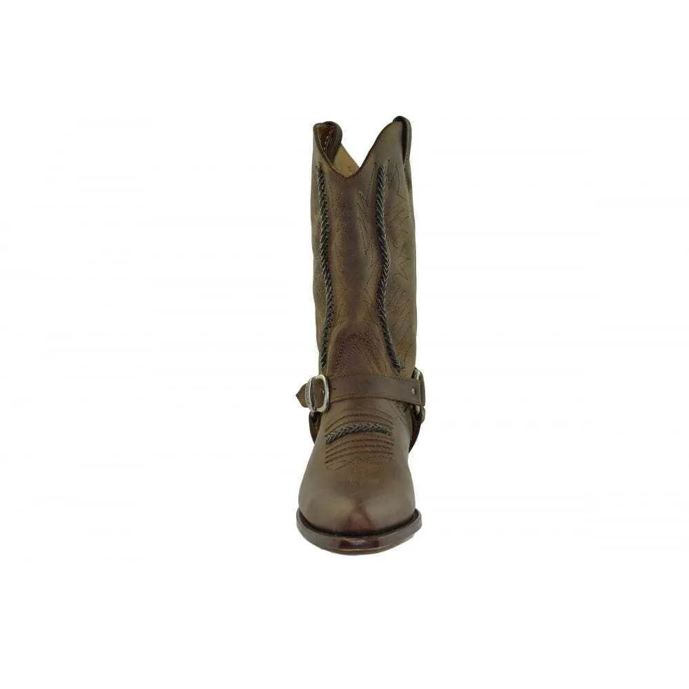 Loblan 2476 Brown Waxy Leather Cowboy Boots Handmade Classic Unisex Western