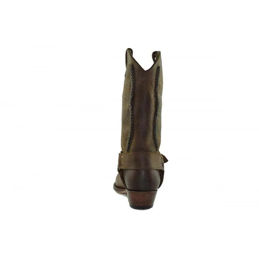 Loblan 2476 Brown Waxy Leather Cowboy Boots Handmade Classic Unisex Western