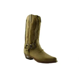 Loblan 2476 Tan Beige Leather Cowboy Boots Handmade Classic Western Buckle Boot