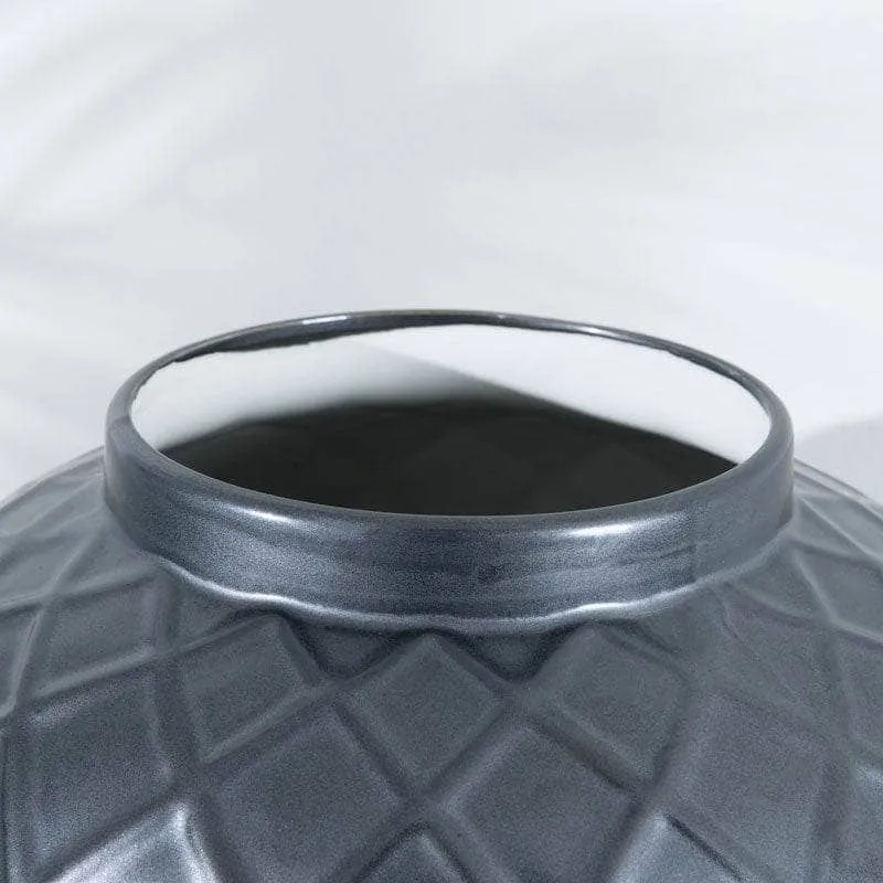 Matt Black Lattice Ginger Jar - 24"