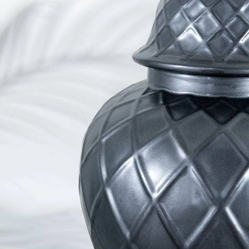 Matt Black Lattice Ginger Jar - 24"