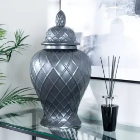 Matt Black Lattice Ginger Jar - 24"