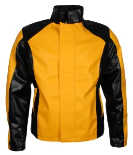 Men's Infamous 2 Cosplay Black and Yellow Leather Jacket