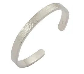 Mens Silver Heavy Hammered Cuff Bracelet Handmade