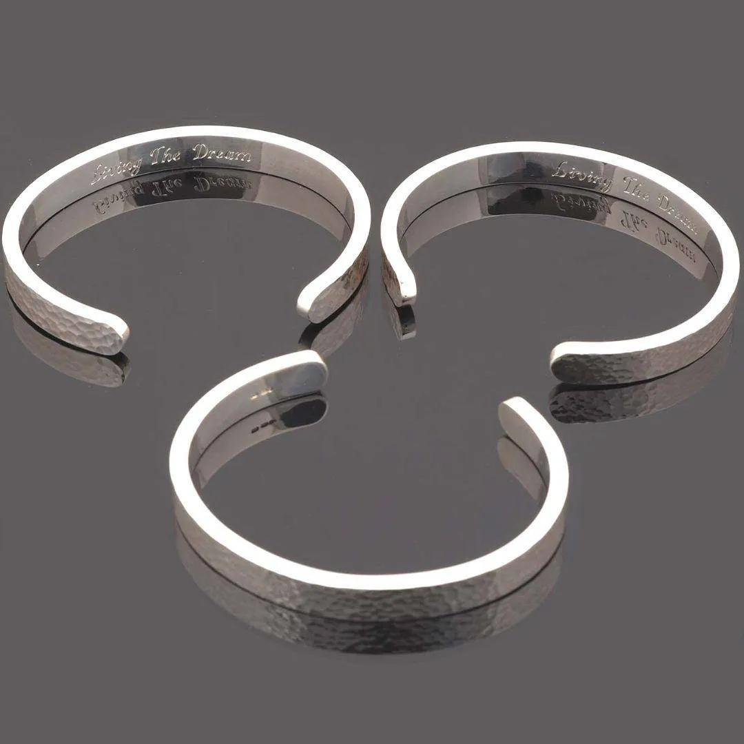 Mens Silver Heavy Hammered Cuff Bracelet Handmade