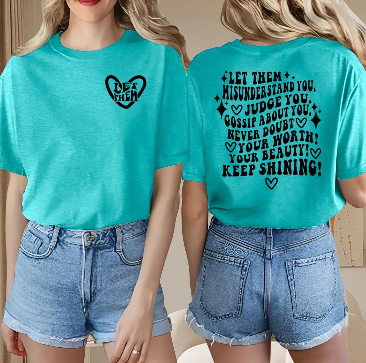 Mental Health Shirt for Women Let Them Misunderstand You Tshirt Cute Heart Motivational Graphic Tee Inspirational Gift