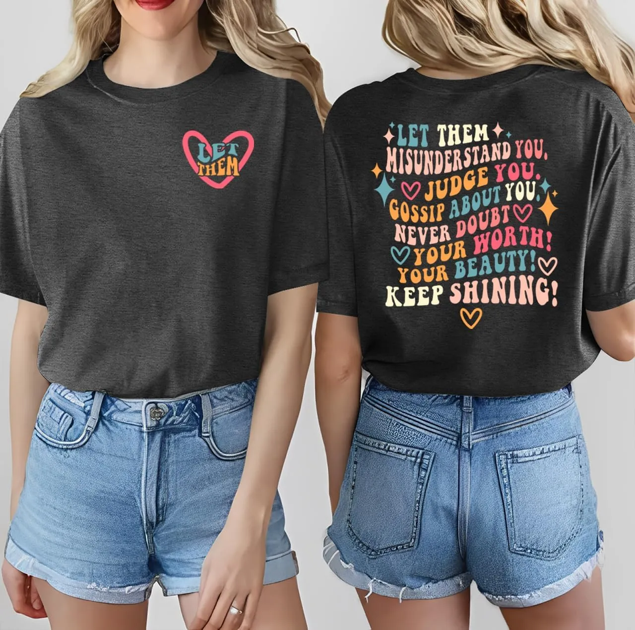 Mental Health Shirt for Women Let Them Misunderstand You Tshirt Cute Heart Motivational Graphic Tee Inspirational Gift