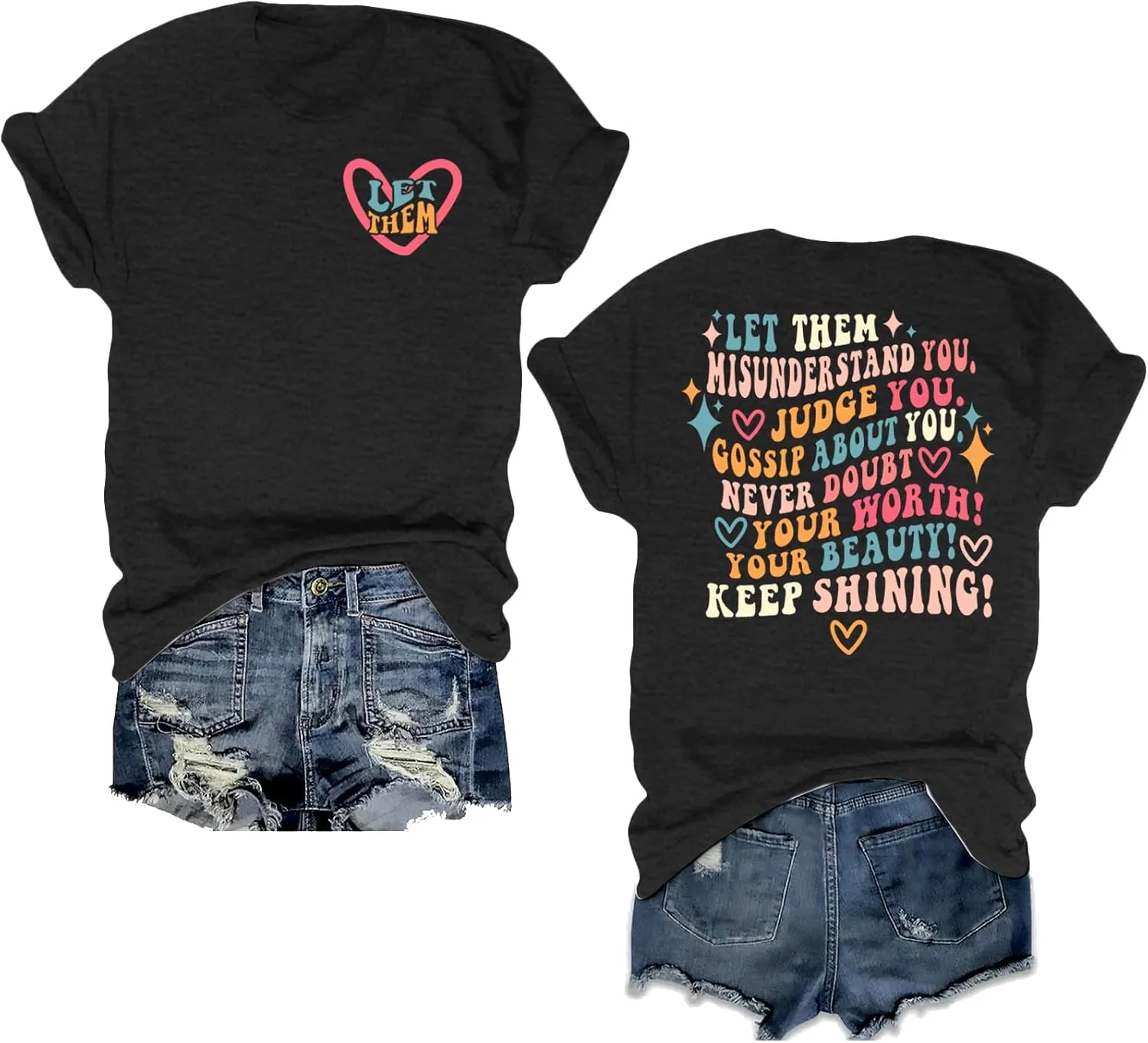 Mental Health Shirt for Women Let Them Misunderstand You Tshirt Cute Heart Motivational Graphic Tee Inspirational Gift