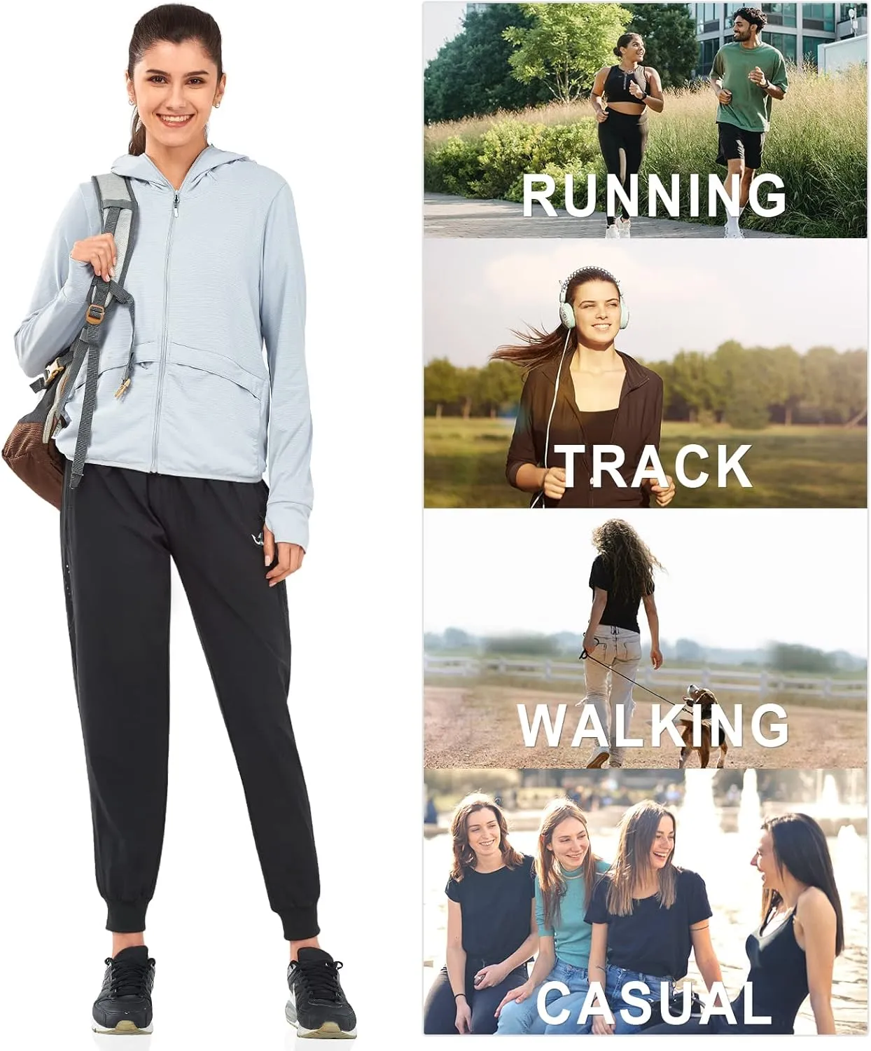 NORTHYARD Women's Running Athletic Pants Track Lightweight Joggers Workout Jogging Casual Sweatpants with Zipper Pockets