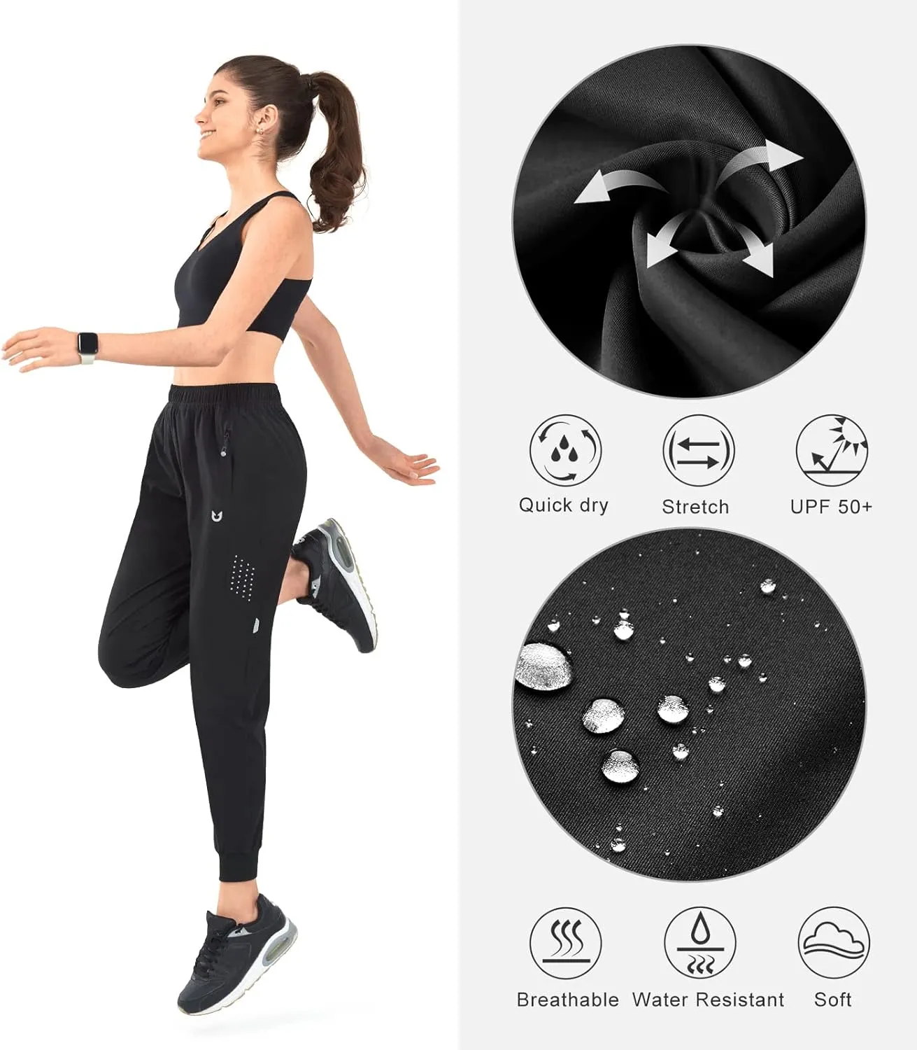 NORTHYARD Women's Running Athletic Pants Track Lightweight Joggers Workout Jogging Casual Sweatpants with Zipper Pockets