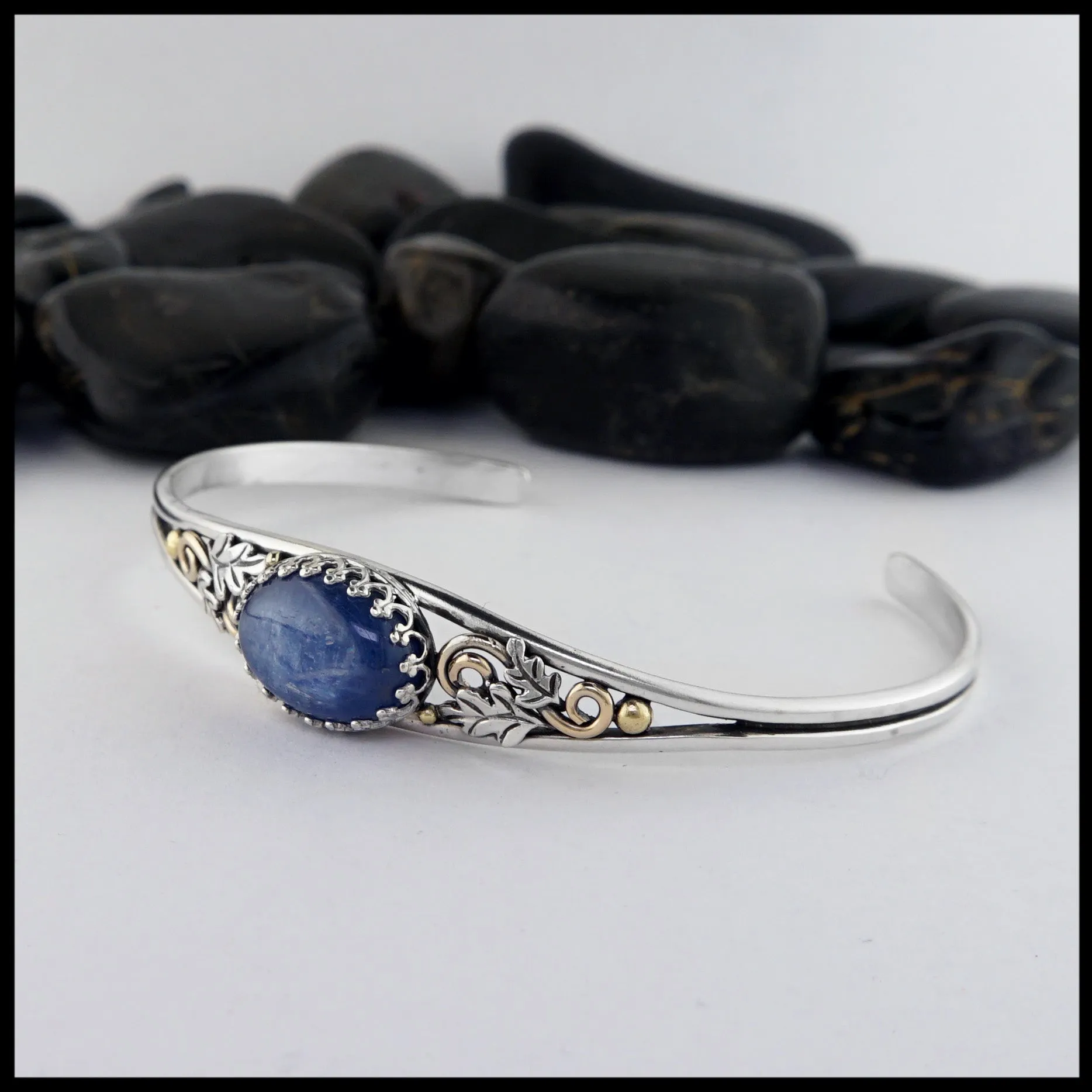 Oak Leaf Cuff Bracelet with Kyanite