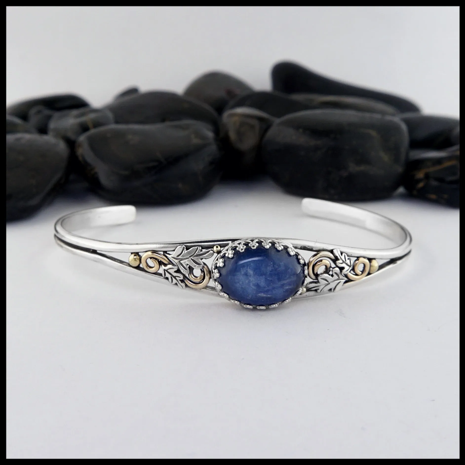 Oak Leaf Cuff Bracelet with Kyanite