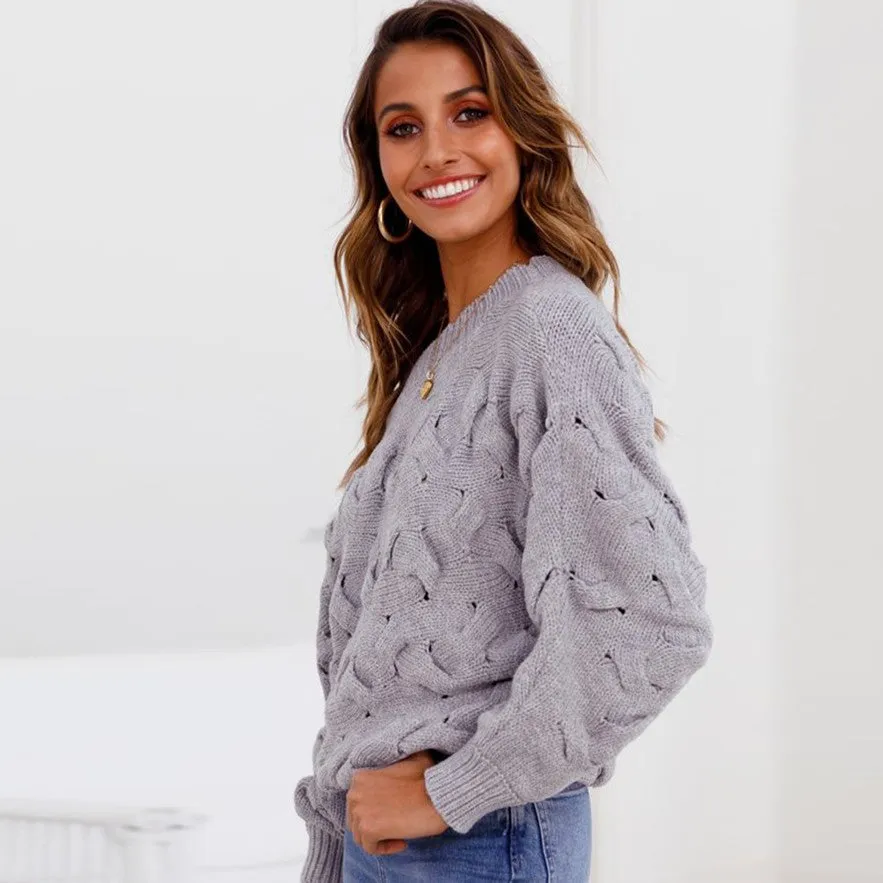 Off Shoulder Long Sleeve Knitting Sweaters
