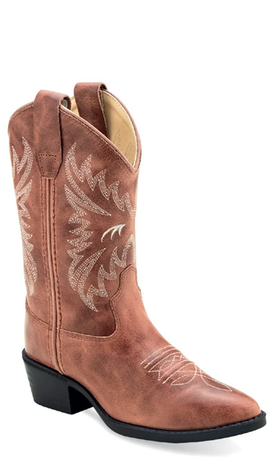 Old West Children Girls Western Cactus Pink Leather Cowboy Boots 12.5 D